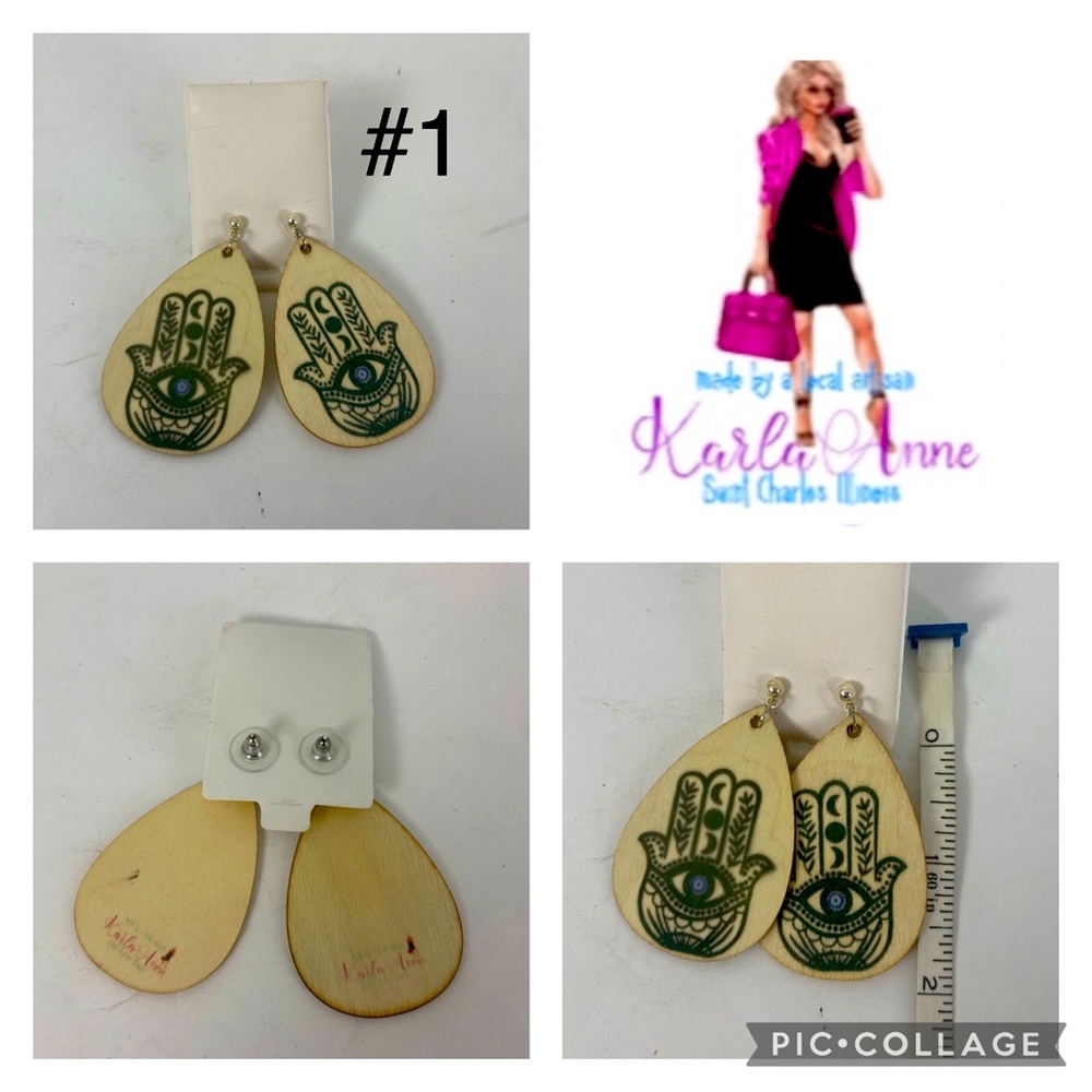 NEW Evil eye Hamsa Artisan handmade earring boho style